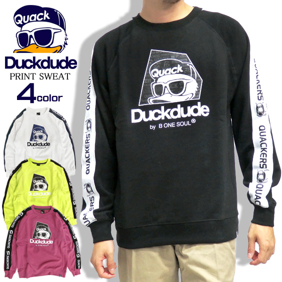 DUCK DUDE スウェット ダックデュード トレーナー メンズ アヒルプリント ロゴテープ 微裏起毛 CSL-119