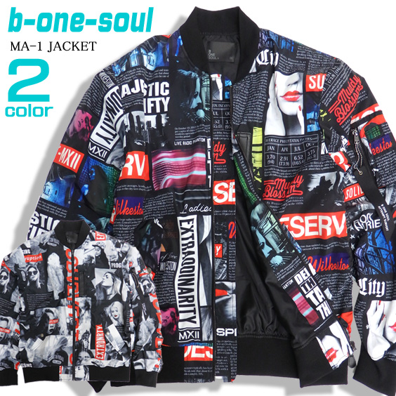 b-one-soul MA-1 総柄 ジャケット ビーワンソウル プリント メンズ ブルゾン アウター JBL-185