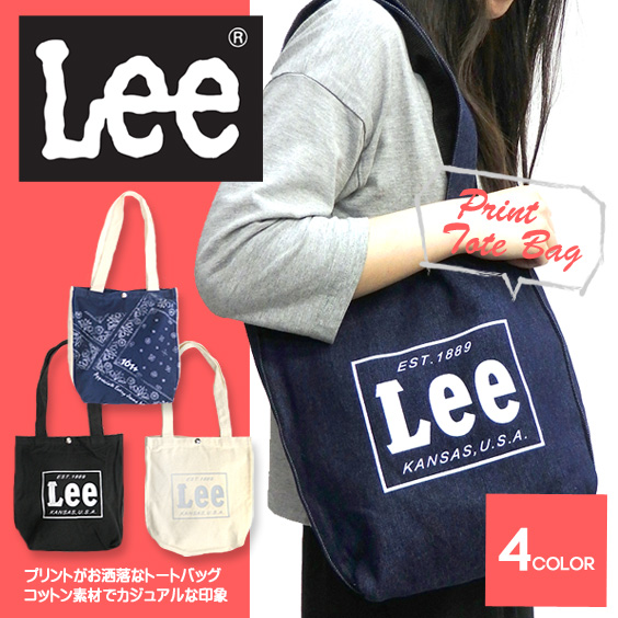 Lee トートバッグ リー バッグ 0425316 プリントがアクセント 持ち手が長めの鞄 メンズ レディース LEE-001