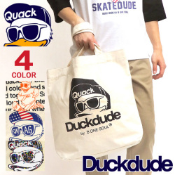 DUCK DUDE バッグ アヒルプリント トートバッグ ダックデュード 大きめトート キャンバス地 鞄 BAG-074
