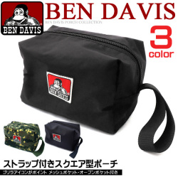 BEN DAVIS ポーチ ベンデイビス スクエア型 ポーチ ゴリラアイコンタグ 小物入れ ペンケースとしても BEN-1019