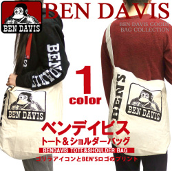 BEN DAVIS ショルダーバッグ ベンデイビス キャンバス トートバッグ ゴリラアイコン プリント BEN-1075