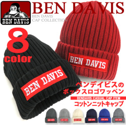 BEN DAVIS ニット帽 ワッペン ニットキャップ ベンデイビス ボックスロゴ ワッペン付き 帽子 BEN-1076