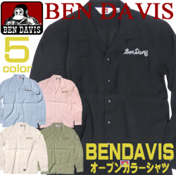 BEN DAVIS シャツ ベンデイビス オープンカラーシャツ メンズ 長袖シャツ ベンデビ 刺繍入り シャツ BEN-1095