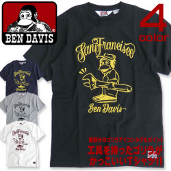 BEN DAVIS Tシャツ 工具を持ったゴリラ プリント ベンデイビス 半袖Tシャツ フロッキープリント BEN-1153