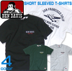 BEN DAVIS 半袖Tシャツ ベンデイビス 飛行機柄Tシャツ ベンデビ 刺繍入りTシャツ アメカジ BEN-1164