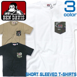 BEN DAVIS Tシャツ ベンデイビス カモフラ柄 ポケット付きTシャツ メンズ 半袖Tシャツ ゴリラタグ BEN-1181