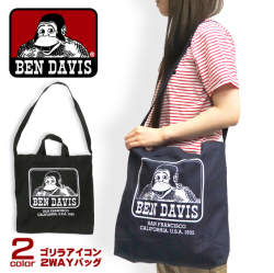 BEN DAVIS バッグ ロゴプリント ショルダートートバッグ ベンデイビス 2way ゴリラアイコン BEN-1191