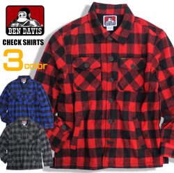 BEN DAVIS シャツジャケット ベンイデビス チェックシャツ バッファローチェックシャツ フリース素材 BEN-1249