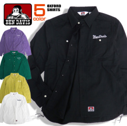 BEN DAVIS 長袖シャツ チェーン刺繍 オックスフォードシャツ メンズ ベンデイビス ゴリラ トップス BEN-1302