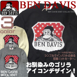 BEN DAVIS ベンデイビス ウール素材で暖かいニットセーター。USAゴリラアイコン。3色展開で登場。BEN-597