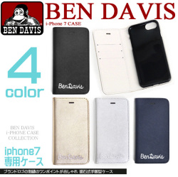 BEN DAVIS ベンデイビス iPhone7専用 手帳型 マグネット式 アイフォンケース ブランドネーム刺繍 BEN-903