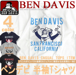 BEN DAVIS Tシャツ ベンデイビス 半袖Tシャツ 工具を持ったゴリラとロゴプリント メンズ Tシャツ BEN-985