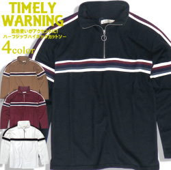 TimelyWarning ハイネック メンズ カットソー ハーフジップ トップス ハイネックカットソー 長袖 CSL-127