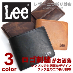 Lee 財布 リー 2つ折り財布 革財布 ブック型 0520370 LEE ロゴ刺繍 BOOK型 二つ折り財布 LEE-009