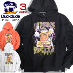 DUCK DUDE パーカー ピザとアヒルプリント スウェットパーカー ダックデュード アヒルパーカー メンズ ビーワンソウル PKL-328
