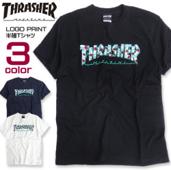 THRASHER Tシャツ ロゴプリント スラシャー 半袖Tシャツ ブランドロゴ プリント 薔薇 THRASHER-019