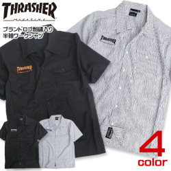 THRASHER シャツ ロゴ刺繍 スラシャー 半袖シャツ 刺繍 トップス スケーター系 THRASHER-020