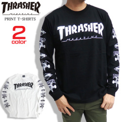 THRASHER Tシャツ ロゴ 長袖Tシャツ スラッシャー ロンT 袖ロゴ トップス メンズ THRASHER-040
