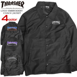 THRASHER ジャケット ロゴ刺繍 コーチジャケット メンズ スラッシャー 刺繍 ライトアウター THRASHER-051