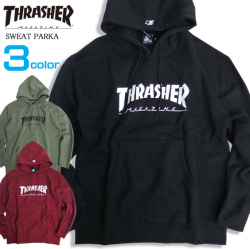 THRASHER パーカー ロゴプリント スウェット STARTER BLACK LABEL ロゴ刺繍 THRASHER-056