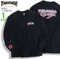 THRASHER Tシャツ レーシングロゴ 長袖Tシャツ メンズ ロンT 長袖トップス ロゴプリント THRASHER-087