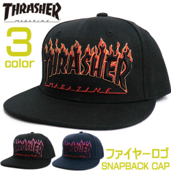 THRASHER キャップ スラッシャー ファイヤーロゴ 帽子 ロゴ刺繍 スナップバックキャップ THRASHER-1024