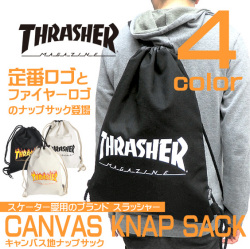 THRASHER MAGAZINE バッグ スラッシャー ナップサック 定番ロゴとフレームロゴ THRASHER-THC-100