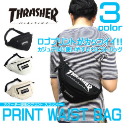 THRASHER バッグ スラッシャー ウエストバッグ ロゴプリント ウエストポーチ THRASHER-THC-200