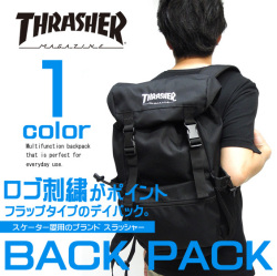 THRASHER バッグ スラッシャー デイパック ロゴ刺繍入り フラップタイプ リュックサック THRASHER-THRCD502