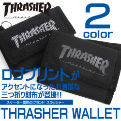 THRASHER MAGAZINE 財布 スラッシャー サイフ 三つ折り財布 ブランドロゴプリント THRASHER-THRSG111