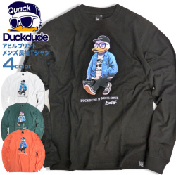 DUCK DUDE Tシャツ アヒル ロンT メンズ ダックデュード アヒルイラスト プリント 長袖Tシャツ TSL-104