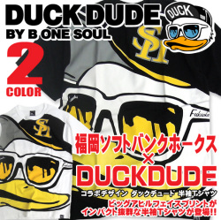 DUCK DUDE 半袖Tシャツ 福岡ソフトバンクホークス×ダックデュード コラボ ビッグアヒルフェイス プリントT TSS-224