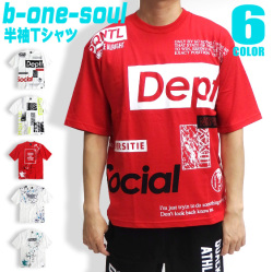 b-one-soul Tシャツ 総柄プリント 半袖Tシャツ B ONE SOUL トップス メンズ ストリート系 TSS-328