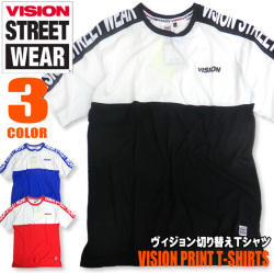 VISION Tシャツ 切り替え 半袖Tシャツ バイカラー 切替えTシャツ ヴィジョンストリートウェア VISION-033