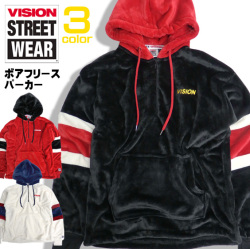 VISION パーカー フリース素材 ハーフジップパーカー ヴィジョン 切り替えパーカー メンズ トップス VISION-077