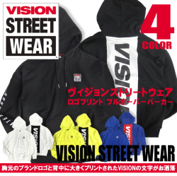VISION パーカー ビジョンストリートウェア プルオーバーパーカー ロゴプリント スウェット メンズ VISION-103