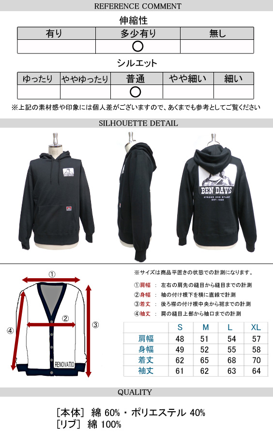 BEN DAVIS パーカー ゴリラアイコン スウェット メンズ ベンデイビス