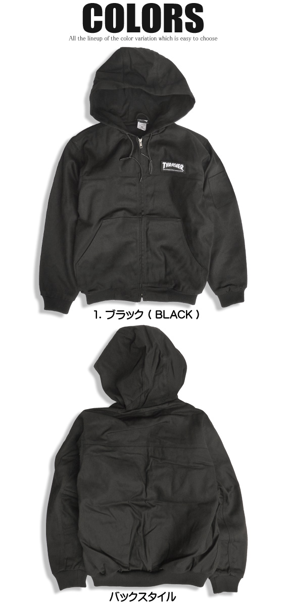 THRASHER ジャケット フード付き ワークジャケット ツイル生地