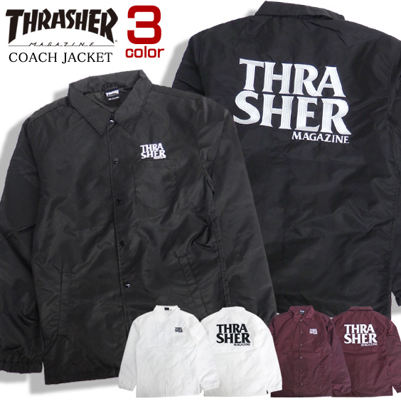 THRASHER ジャケット ロゴ刺繍 コーチジャケット メンズ ナイロン