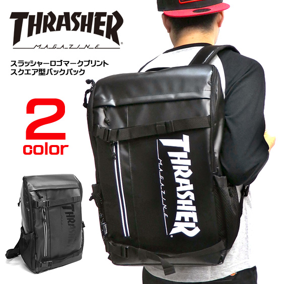 リュック THRASHER ロゴプリント スクエアリュック スラッシャー