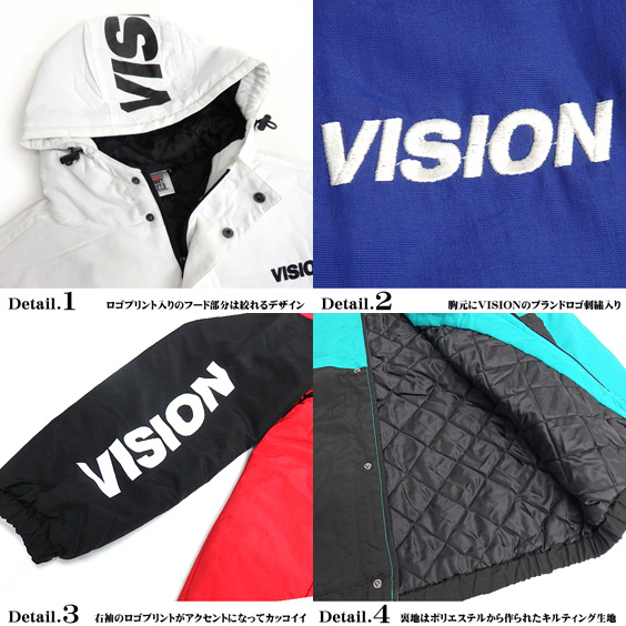 VISION ジャケット 切り替え 中綿ジャケット ビッグシルエット VISION ジャケット 切り替え 中綿ジャケット ビッグシルエット