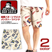 BEN DAVIS ハーフパンツ 総柄プリント ショーツ メンズ ベンデイビス オールオーバーショーツ 膝丈 BEN-1170