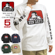 BEN DAVIS Tシャツ ゴリラプリント 長袖Tシャツ メンズ ベンデイビス 袖プリント ロンT ゴリラ BEN-1200