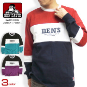 BEN DAVIS Tシャツ 切り替え 長袖Tシャツ メンズ ロンT 切替 ベンデービス クルーネック BEN-1220