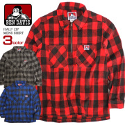 BEN DAVIS ハーフジップシャツ バッファローチェック 長袖シャツ メンズ ベンデービス トップス BEN-1244