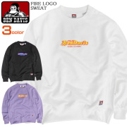 BEN DAVIS トレーナー ファイアーロゴ スウェット メンズ ベンデイビス ロゴプリント スエット 裏毛 BEN-1297
