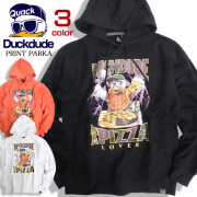 DUCK DUDE パーカー ピザとアヒルプリント スウェットパーカー ダックデュード アヒルパーカー メンズ ビーワンソウル PKL-328