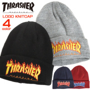 THRASHER ニット帽 ロゴ刺繍 ニットキャップ スラッシャー ビーニー フレームロゴ  THRASHER-1037