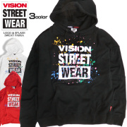 VISION パーカー スプラッシュ スウェットパーカー メンズ プルオーバー スエット ロゴ プリント VISION-072